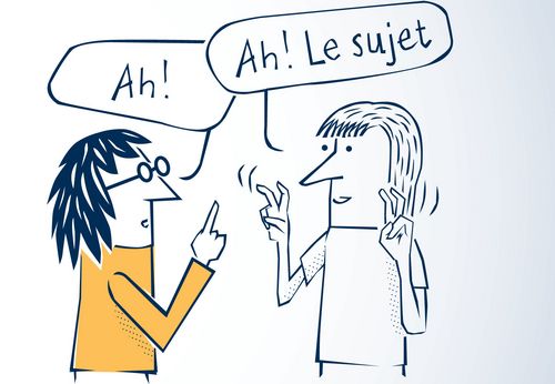 Avec des signe de guillemets la personne qui parle introduit les sujets. 
